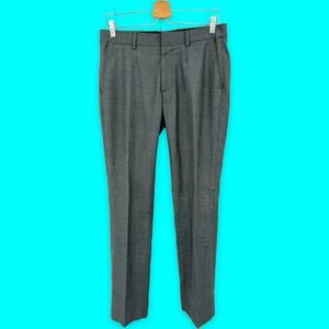 H&M 32x31 Mens Point Dot Gray Regular Fit Slim Trouser Leg Pleated Dress Pants